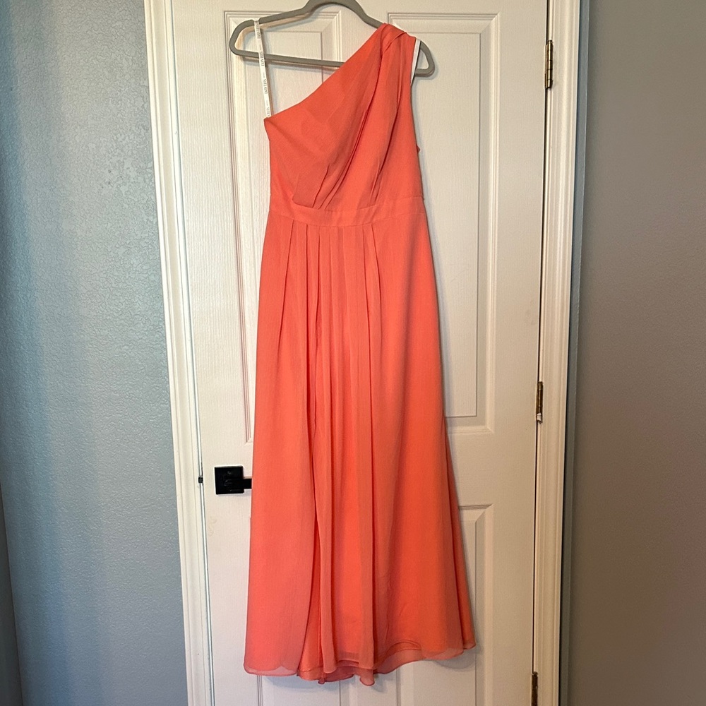 David's Bridal One-Shoulder Coral Dress